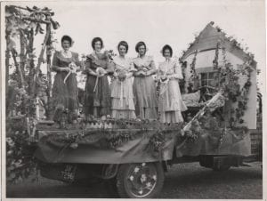 Rutherford float in fancy dress coldstream civic week 1952? L/R M Spence, M White, J  ? , ? Patterson D Manning